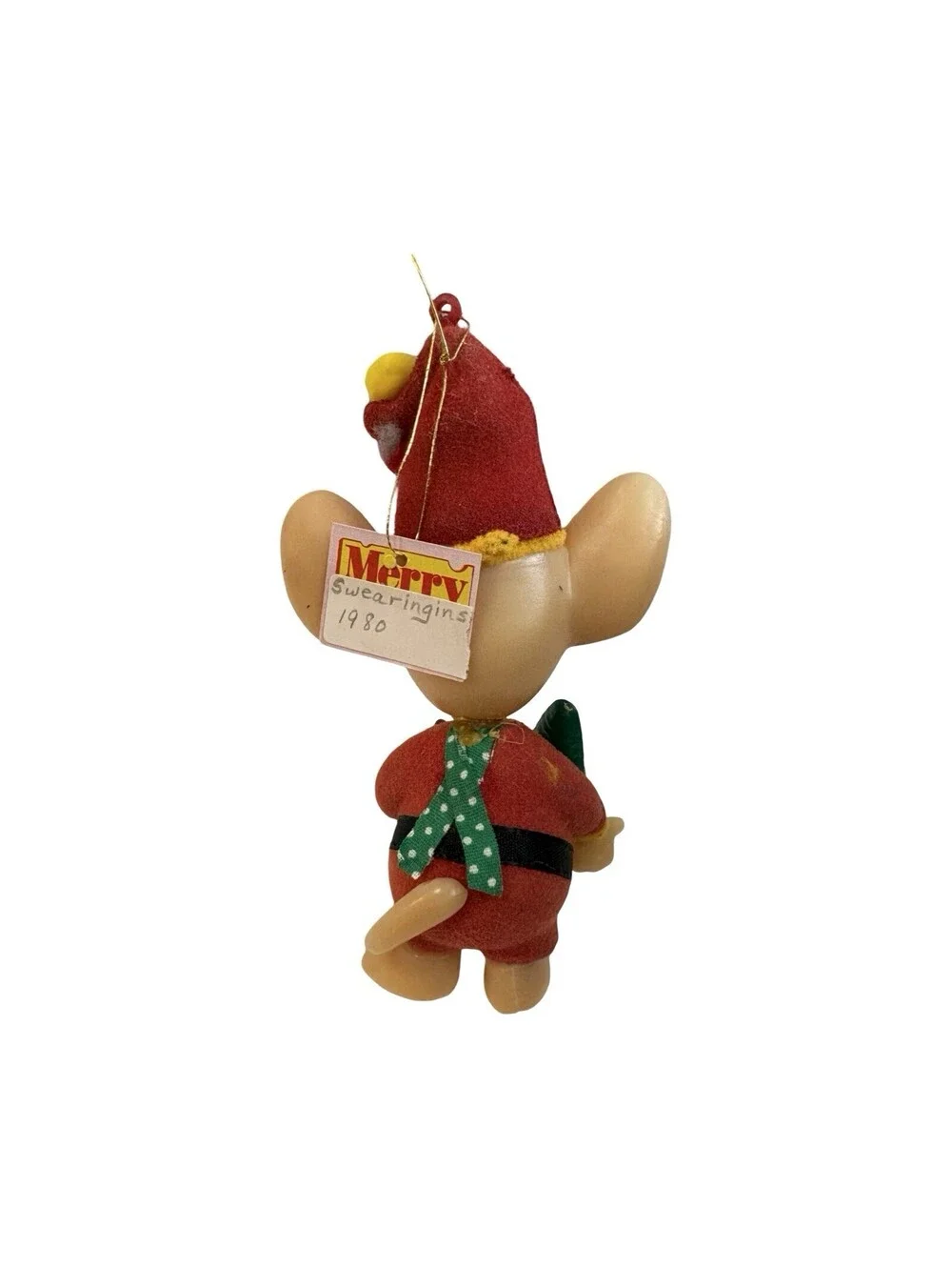 Merry Mice Flocked Christmas Ornament Jasco Vintage 1970s